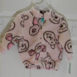 Disney Baby Winnie the Pooh Piglet Pink Fleece Zip Up Jacket 12 Months NWT